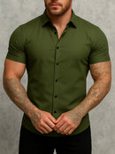 Camisa de manga curta moda verão super slim fit