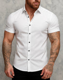 Camisa de manga curta moda verão super slim fit