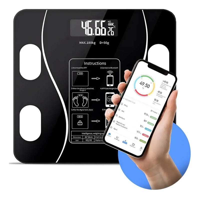 Balança Digital de Bioimpedância Bluetooth Profissional