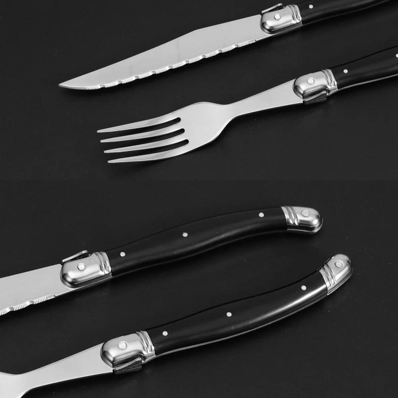 Conjunto 6 Facas e Garfos de Aço Inox