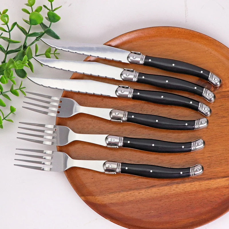 Conjunto 6 Facas e Garfos de Aço Inox