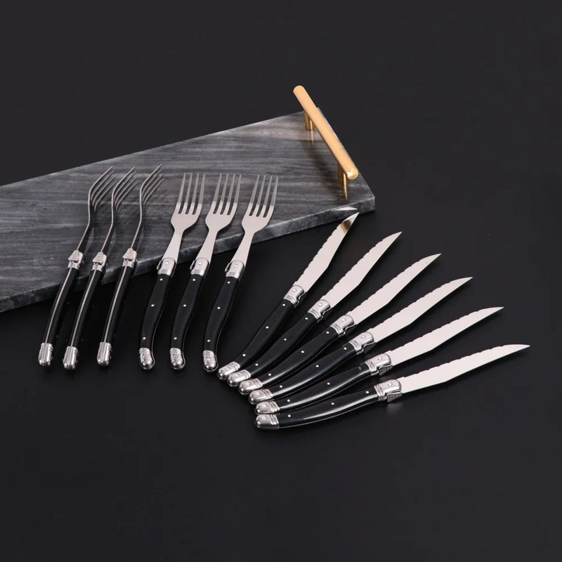 Conjunto 6 Facas e Garfos de Aço Inox