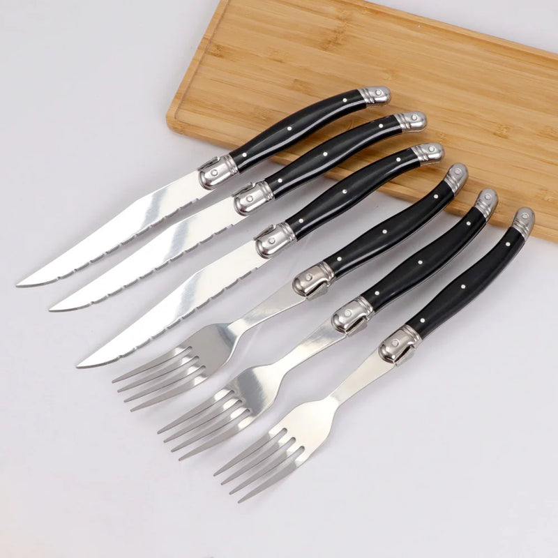 Conjunto 6 Facas e Garfos de Aço Inox