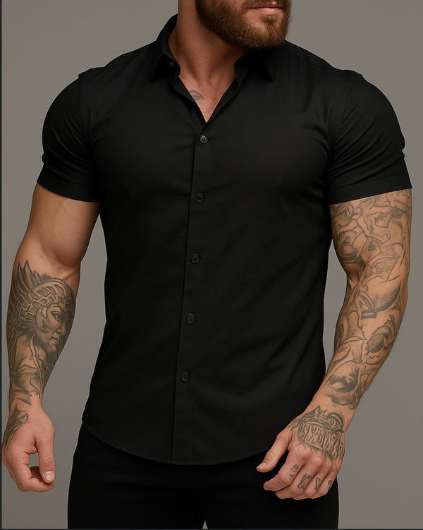 Camisa de manga curta moda verão super slim fit