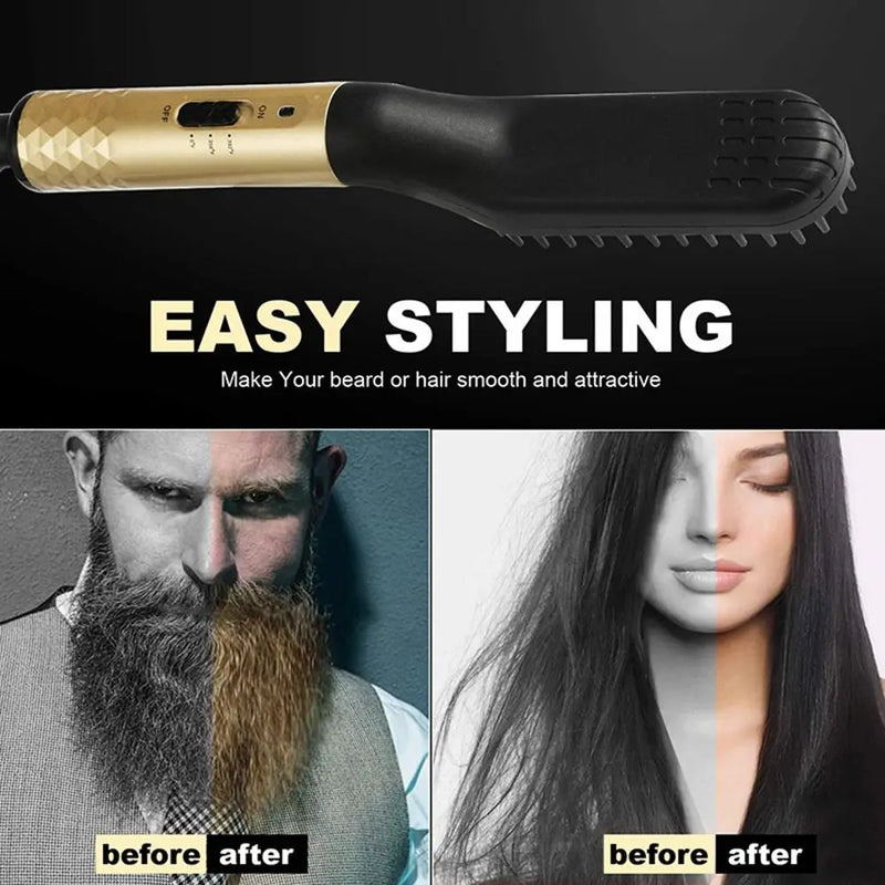mini escova de cerâmica alisamento de cabelo barba alisamento pente escova de cabelo masculino alisador de cabelo pente