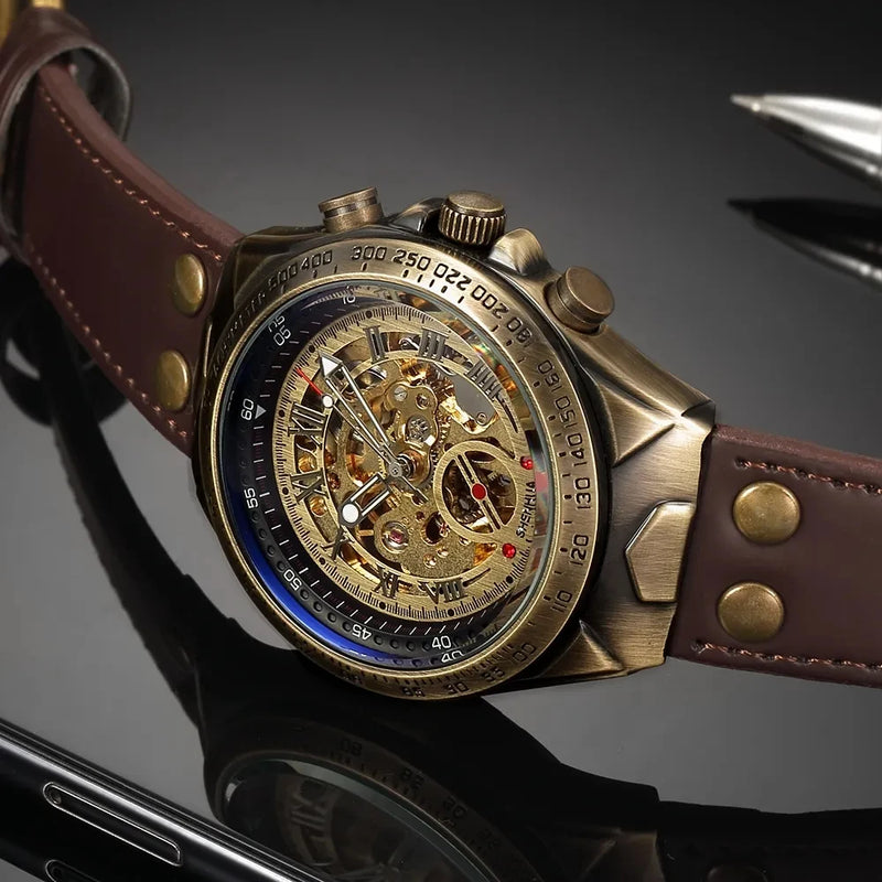 Relógio Steampunk Automático Esqueleto