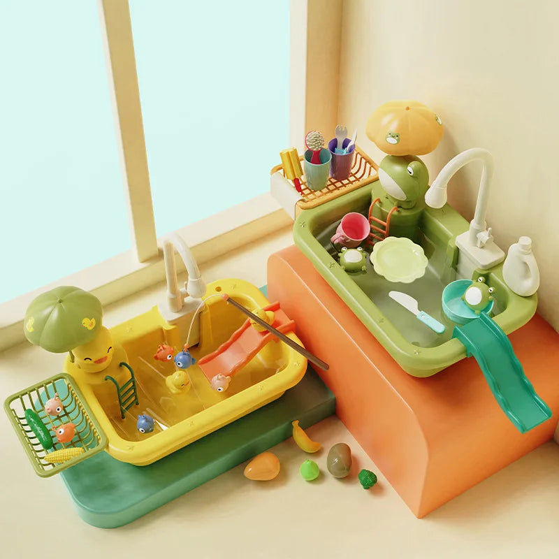 Brinquedo Lava-Louças Elétrica Infantil + Mesa de Bilhar e Utensílios