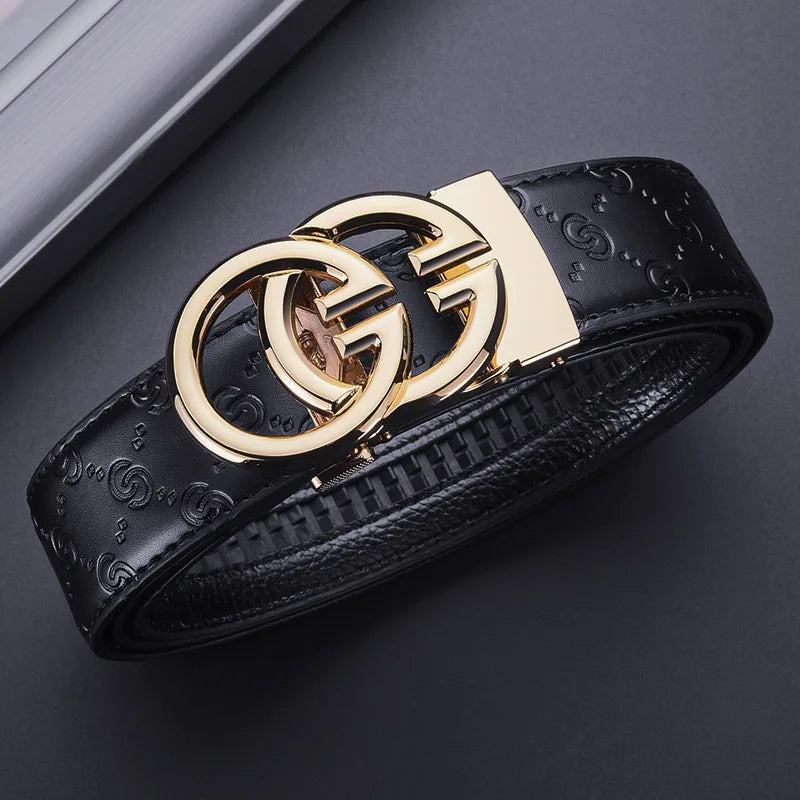 Cinto Masculino de Couro Luxo com Fivela Automática