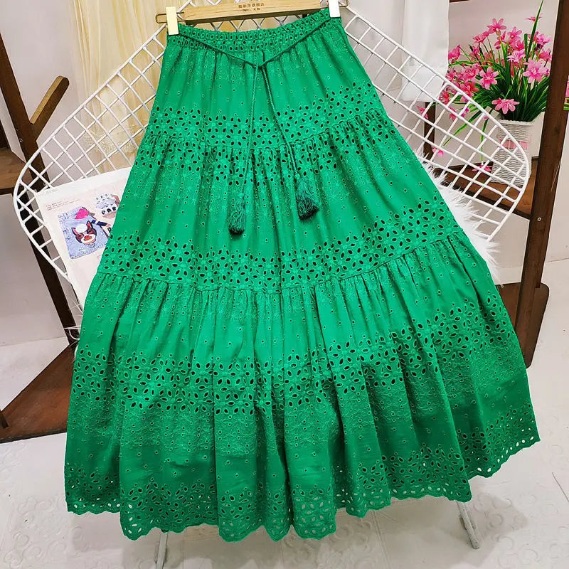 Saia Midi de Crochê Renda Elegante 2025