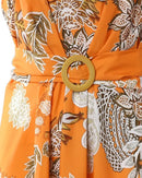 Vestido Longo Floral Sem Mangas com Cinto