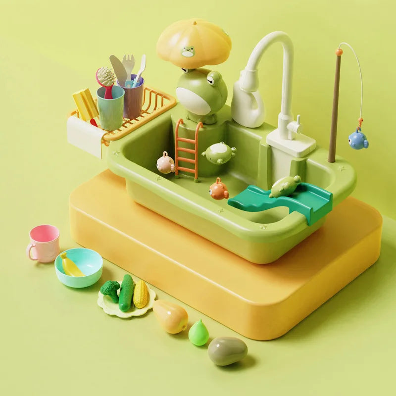 Brinquedo Lava-Louças Elétrica Infantil + Mesa de Bilhar e Utensílios