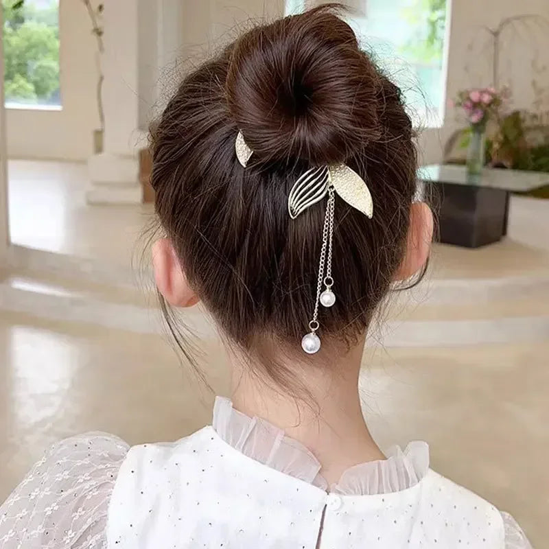Grampo de cabelo brilhante com asa de anjo, orelhas de animais, bebê, elegante, borla, pérola