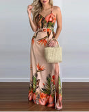 Vestido Longo Sexy com Alças Finas e Fenda Lateral