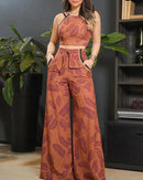 Conjunto Feminino Verão 2025 Estampa de Plantas