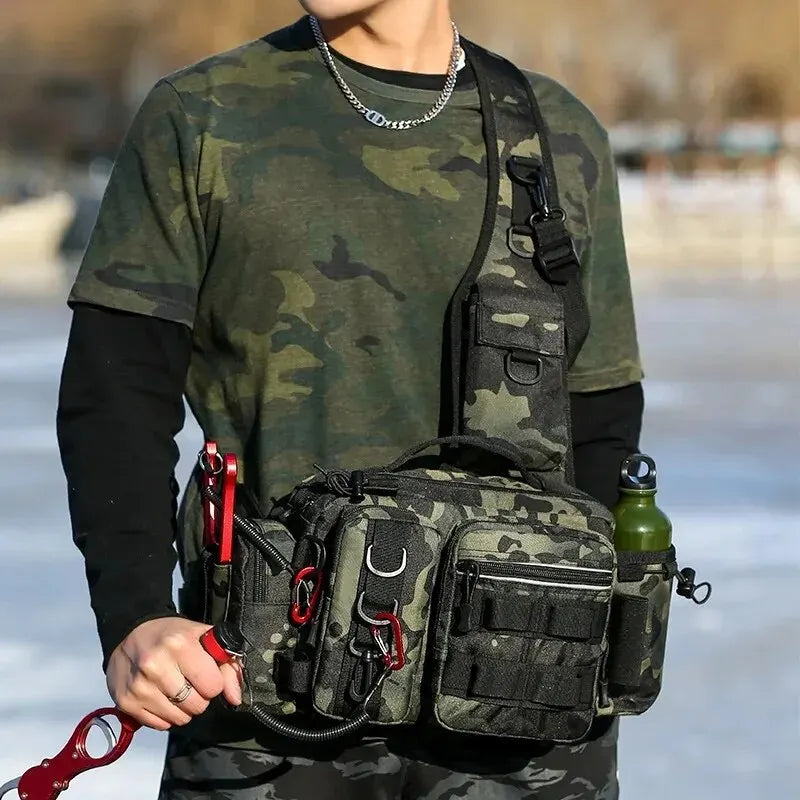 Mochila Bolsa de Pesca com Suporte de Vara