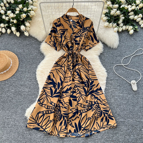 vestido feminino moda casual robe decote em v