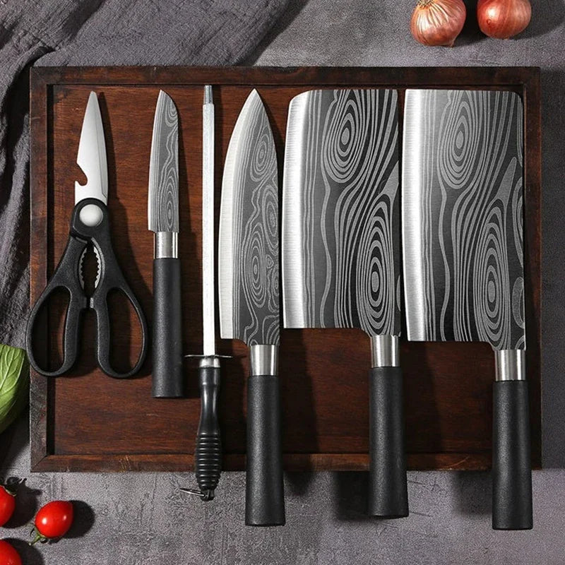 Conjunto de Facas de Cozinha Damasco com Afiador