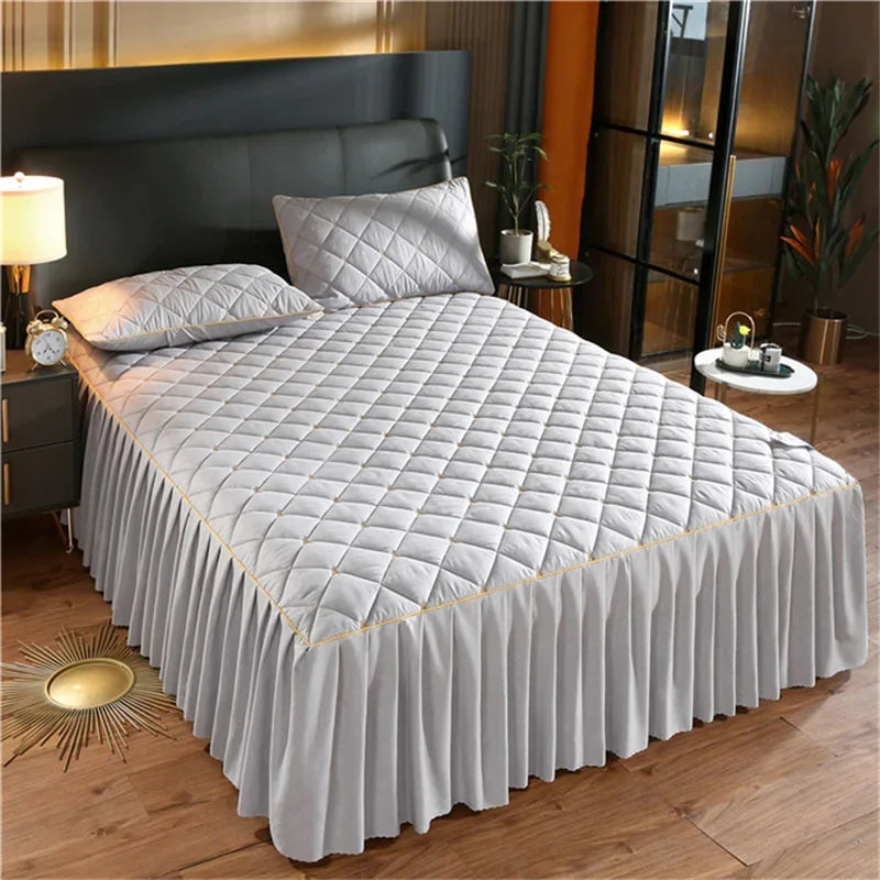 Cama Queen Size Luxo Acolchoada Cinza Nórdica