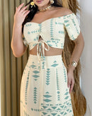 Conjunto Feminino 2 Peças Ombro a Ombro com Fenda