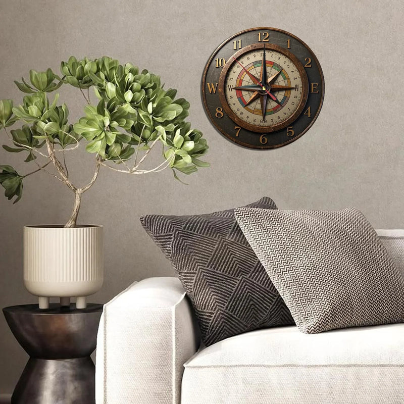 Relógio de Parede Design Bússola – Estilo Náutico Elegante