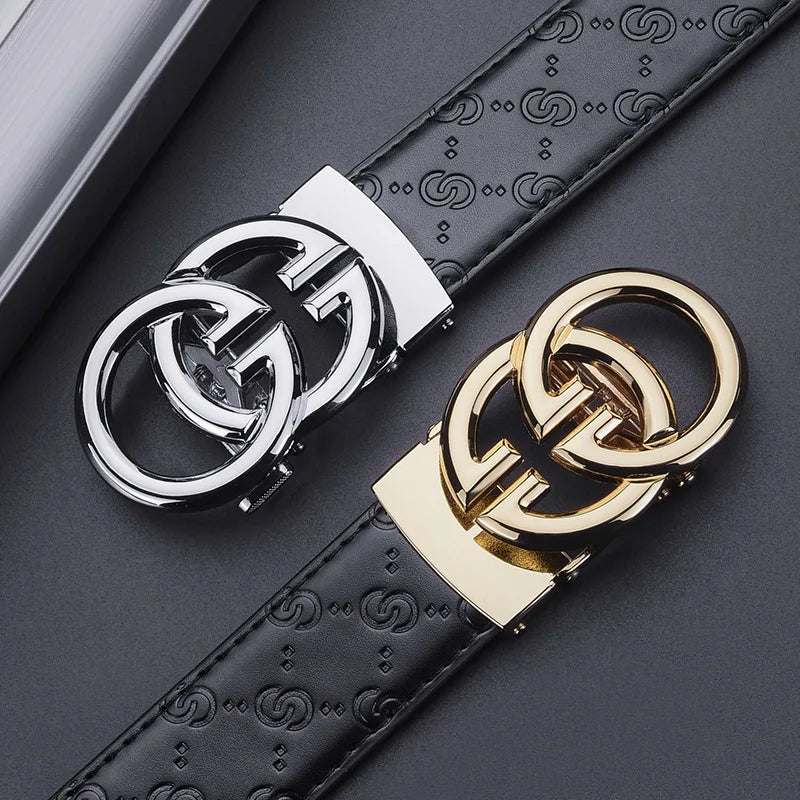 Cinto Masculino de Couro Luxo com Fivela Automática