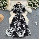 vestido feminino moda casual robe decote em v