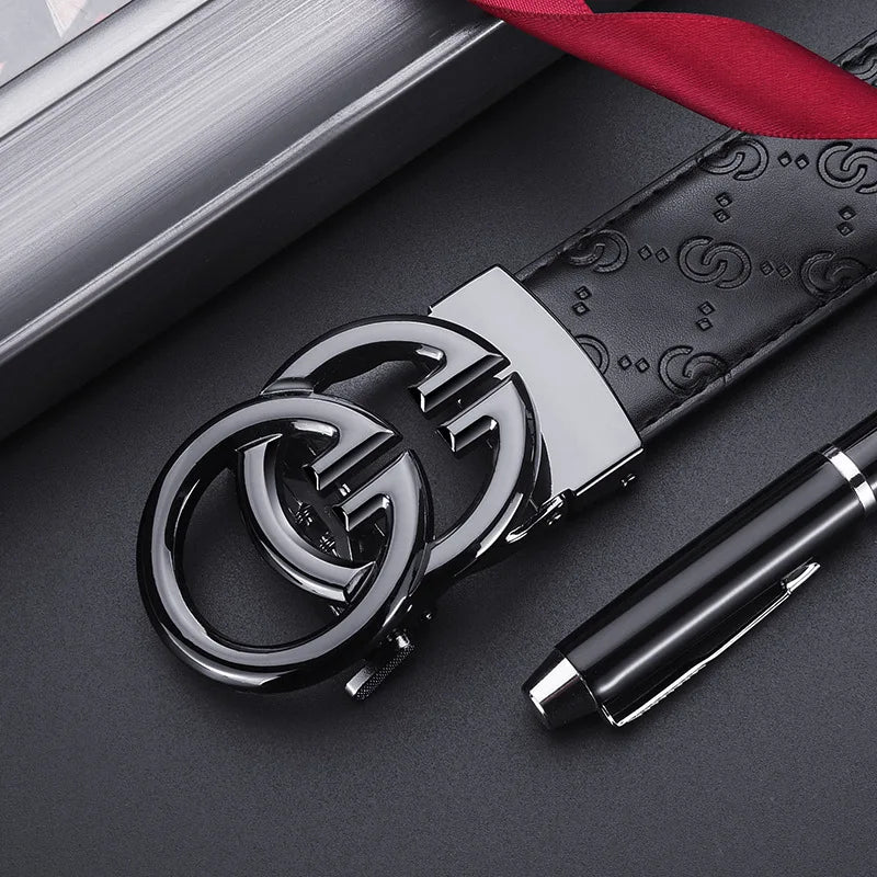 Cinto Masculino de Couro Luxo com Fivela Automática