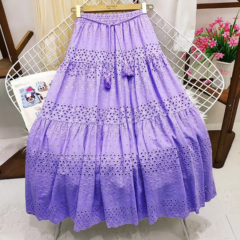 Saia Midi de Crochê Renda Elegante 2025