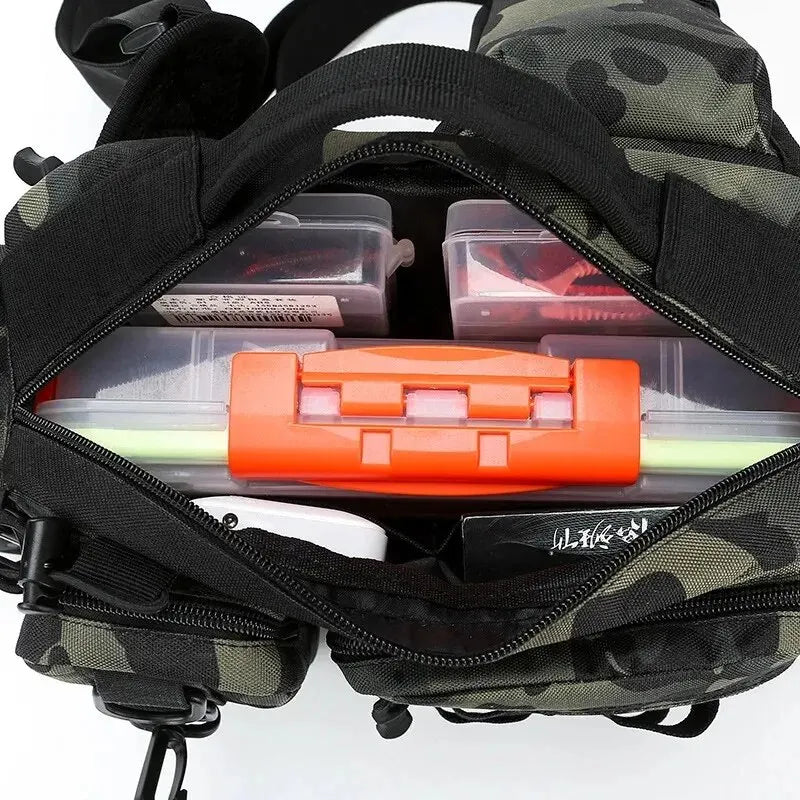 Mochila Bolsa de Pesca com Suporte de Vara